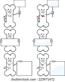 Funny Bone Cartoon Mascot Character 3. Vector Collection Set