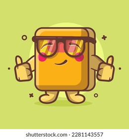 funny book character mascot with thumb up hand gesture isolated cartoon in flat style design