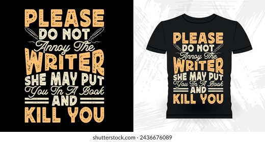 Funny Book Writer Retro Vintage Published Book Author T-shirt Design
