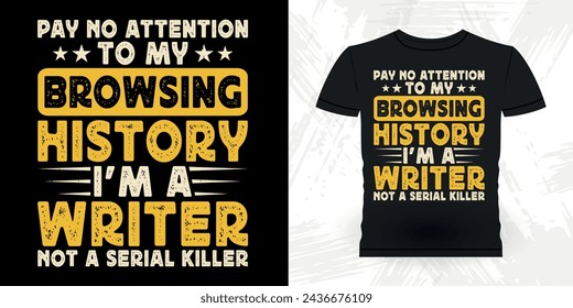 Funny Book Writer Retro Vintage Published Book Author T-shirt Design