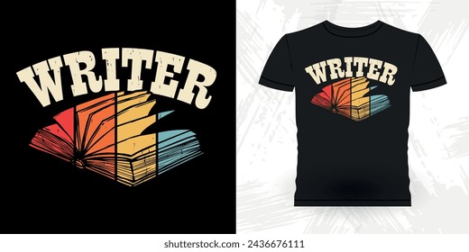 Funny Book Writer Retro Vintage Published Book Author T-shirt Design