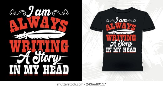 Funny Book Writer Retro Vintage Published Book Author T-shirt Design