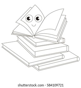 Funny books cartoon. Outlined object with black stroke.