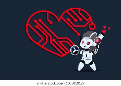 funny bot cupid. Postcard to the day of the holy valentine. Vector illustration