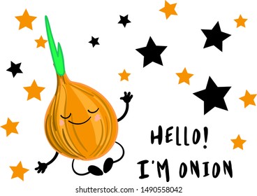 funny bow character on a white background. I am your bow inscription. Greeting card for pesati on dishes or company logo
