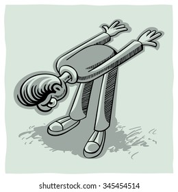 Funny bowing man showing deep respect