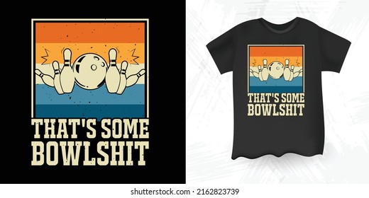 Funny Bowler Geschenk Retro Sunset Vintage Bowling T-Shirt Design