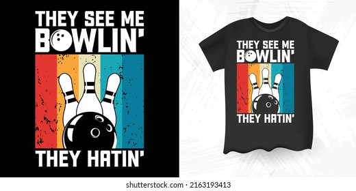 Funny Bowler Sports Team Retro Vintage Bowling T-shirt Design