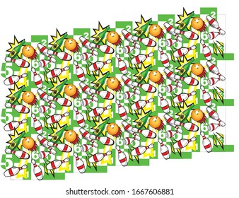 Funny Bowling Game pattern line art