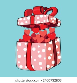 Funny box with hearts a gift for St. Valentine's day vector illustration