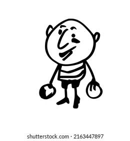 Funny boxer. A hand-drawn cute character. Caricature. Vector illustration