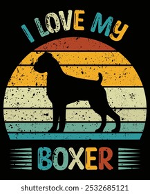 Funny Boxer Vintage Retro Sunset Silhouette Gifts Dog Lover Dog Owner Essential T-Shirt