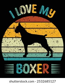 Funny Boxer Vintage Retro Sunset Silhouette Gifts Dog Lover Dog Owner Essential T-Shirt