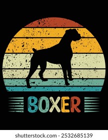 Funny Boxer Vintage Retro Sunset Silhouette Gifts Dog Lover Dog Owner Essential T-Shirt