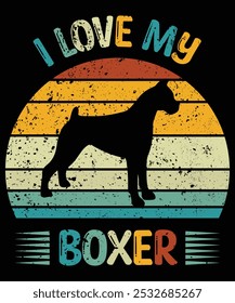 Funny Boxer Vintage Retro Sunset Silhouette Gifts Dog Lover Dog Owner Essential T-Shirt