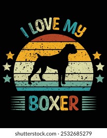 Funny Boxer Vintage Retro Sunset Silhouette Gifts Dog Lover Dog Owner Essential T-Shirt