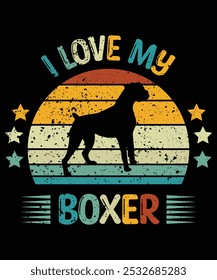 Funny Boxer Vintage Retro Sunset Silhouette Gifts Dog Lover Dog Owner Essential T-Shirt