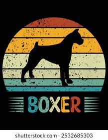 Funny Boxer Vintage Retro Sunset Silhouette Gifts Dog Lover Dog Owner Essential T-Shirt