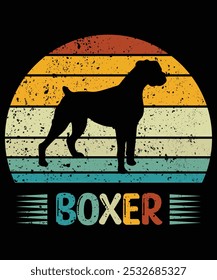 Funny Boxer Vintage Retro Sunset Silhouette Gifts Dog Lover Dog Owner Essential T-Shirt