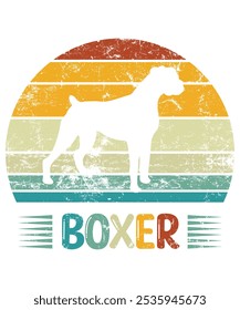 Engraçado Boxer Vintage Retro Sunset Silhueta Presentes cão Amante Cão Proprietário essencial T-ShirtFunny Boxer Vintage Retro Sunset Silhueta Presentes cão Amante Cão Proprietário essencial T-Shirt