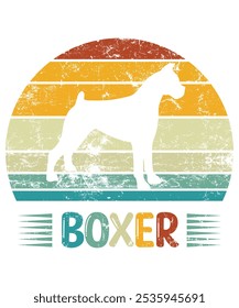 Engraçado Boxer Vintage Retro Sunset Silhueta Presentes cão Amante Cão Proprietário essencial T-ShirtFunny Boxer Vintage Retro Sunset Silhueta Presentes cão Amante Cão Proprietário essencial T-Shirt