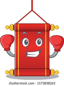 Funny Boxing chinese scrolls cartoon character style