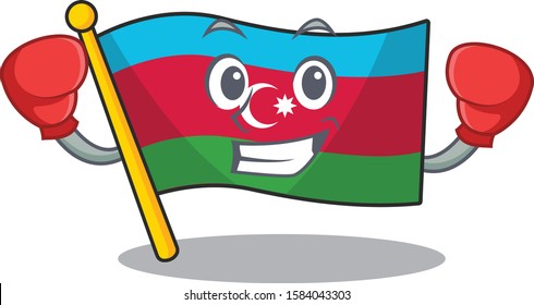 Funny Boxing flag azerbaijan cartoon character style