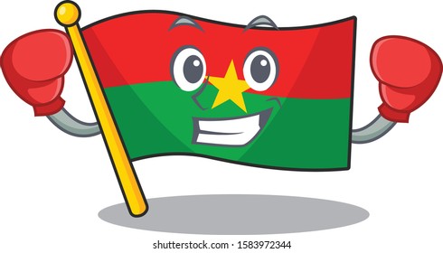 Funny Boxing flag burkina faso cartoon character style