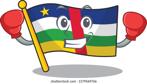 Funny Boxing flag central african cartoon character style
