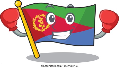 Funny Boxing flag eritrea cartoon character style