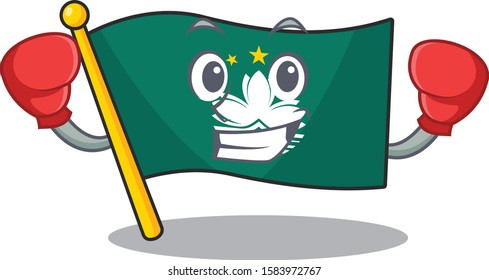Funny Boxing flag macau cartoon character style