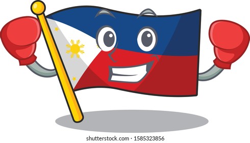 Funny Boxing flag philippines cartoon character style