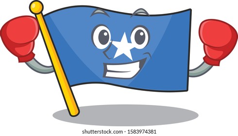 Funny Boxing flag somalia cartoon character style