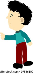 Funny Boy With A Lot Of Black Hair Isolated Cartoon Vector