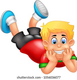 funny boy cartoon daydreaming with smile
