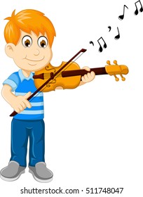 funny boy cartoon playing violin