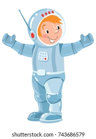 Funny boy cosmonaut or astronaut