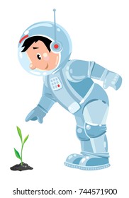 Funny boy cosmonaut or astronaut