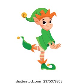 Funny Boy Elf Character with Pointed Ears Smiling Vector Illustration