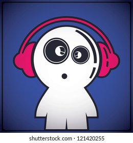 funny boy with headphones