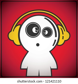 funny boy with headphones