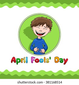 Funny boy - Illustration for April Fools Day. Cartoon lettering and icon.