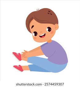 Funny Boy Kid Character Enjoy and Having Fun Vector Illustration