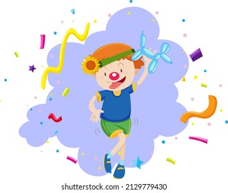 Funny boy with red nose dancing illustration