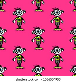 Funny boy seamless pattern. Original design for print or digital media.