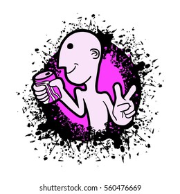 funny boy with soda illustration