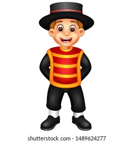 Funny Boy Wear Traditional Clothes Cartoon For Your Design