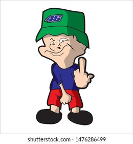 Funny boy weirdo with hat number 46 in vector.