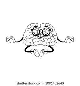 Funny Brain Cartoon Doing Yoga On Stock Vector (Royalty Free ...