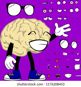 funny brain cartoon expressions set in vector format 